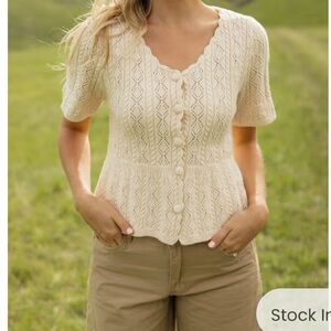 Roolee Ivory Textured Knit Blouse